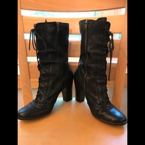 Frye Adrienne lace up mid calf leather  boot